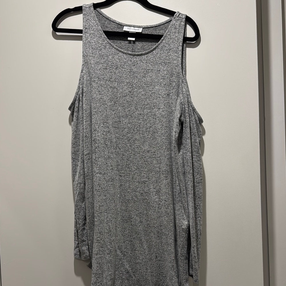 Motherhood Maternity Gray exposed shoulder  Dress